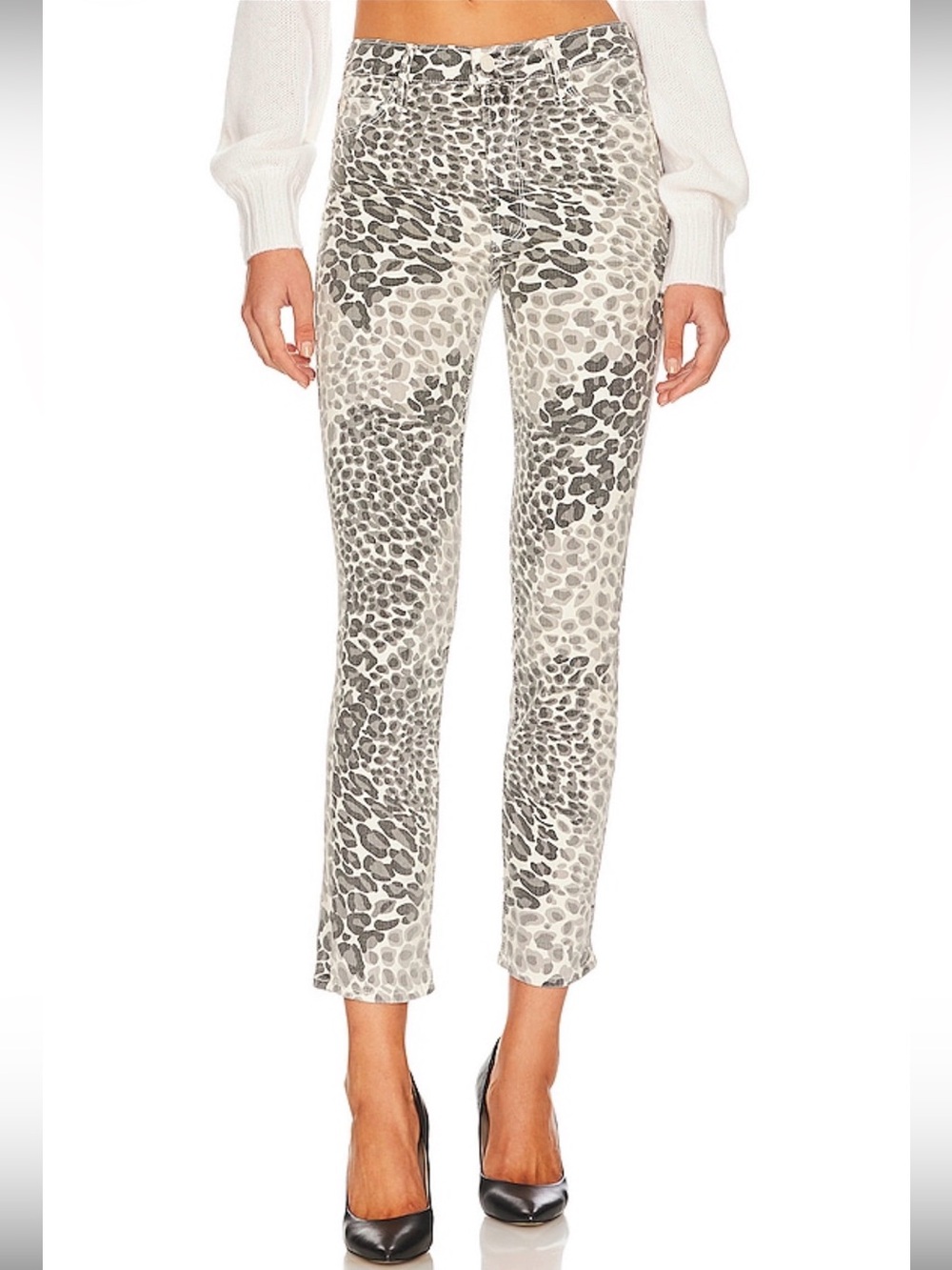 MOTHER The Mid Rise Dazzler Ankle Jeans Shadow Leopard Size 29